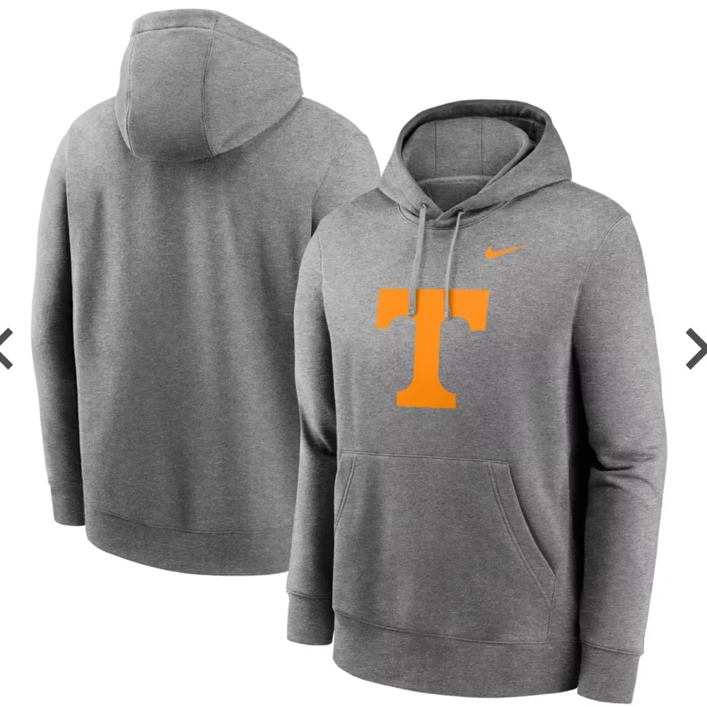 Nike Heather Gray Hoodie with Bold Orange Tennessee Power T Logo
